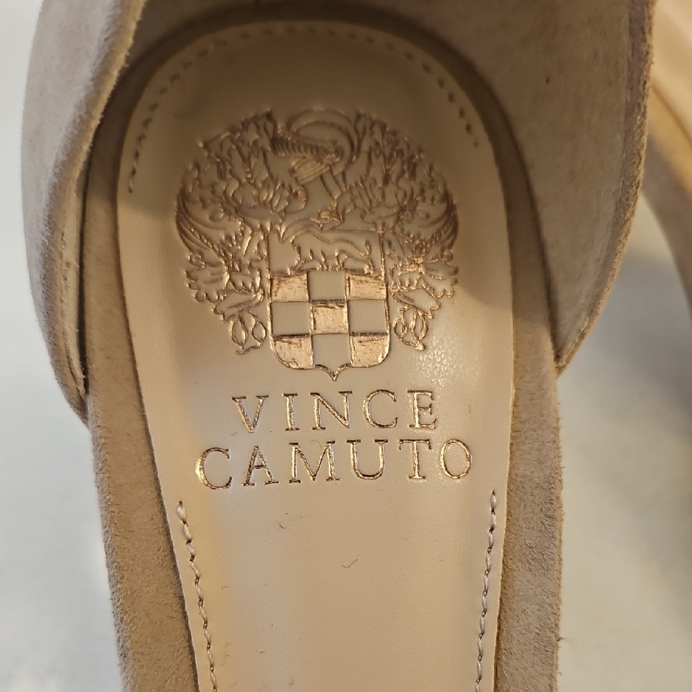 Vince Camuto Tan Suede Block Heel Sandals sz 10 - Picture 4 of 9